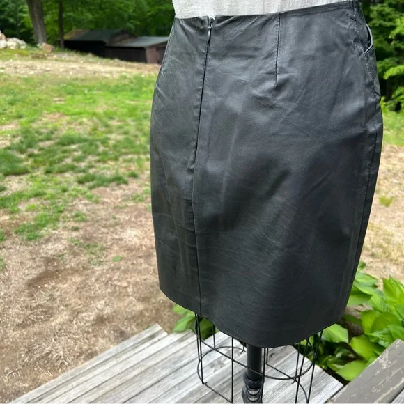 Jill Stuart Genuine Leather Mini Skirt Black Charcoal Gray Lightweight Sz 4